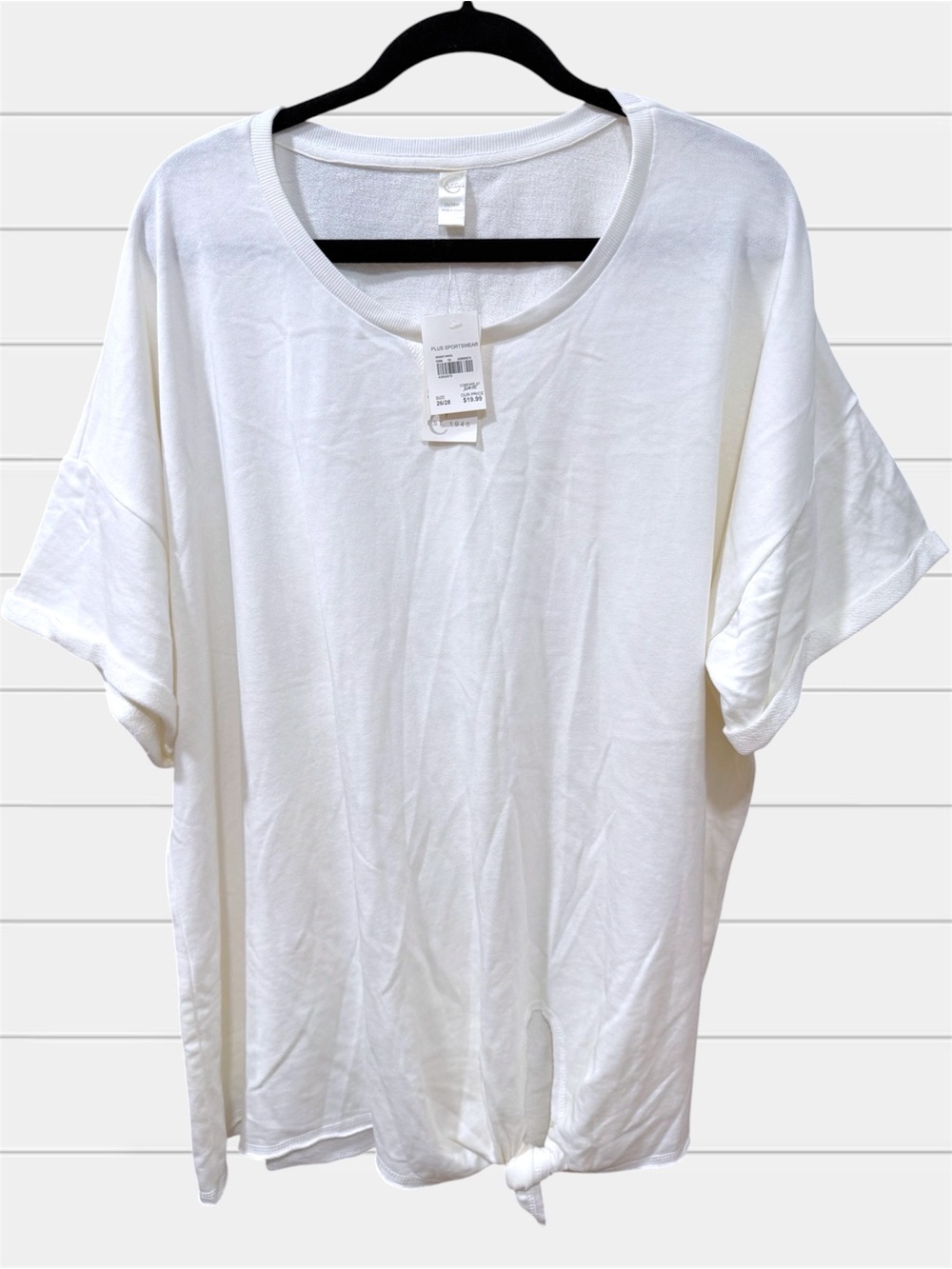 Cato White Short Sleeve Knot Front Tee